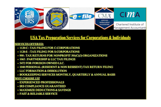 prepare and efile usa rax returns for individual business 1040 1120c  s 1065 990