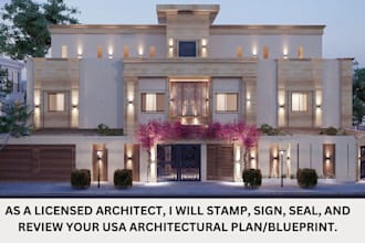 sign, stamp, seal and review your USA architectural plan as a licensed architect