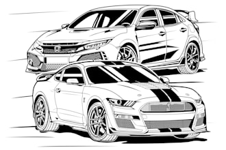 draw amazing black and white vehicle in less than 24 hours