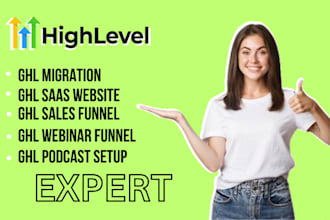gohighlevel migration saas website setup sales funnel webinar funnel ghl