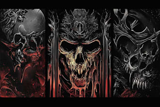 create a metal album cover with dark art illustrations