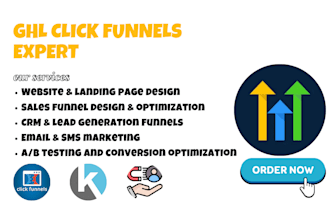 design gohighlevel clickfunnnels kajabi leadpages kartra drrop funnels website