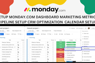 setup monday dashboard marketing metrics pipeline CRM optimization calendar sync