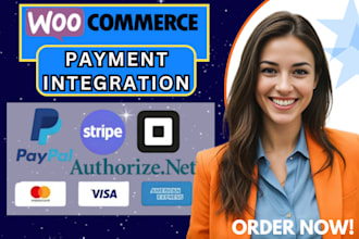 integrate stripe, paypal, square payment gateway authorize net with woocommerce