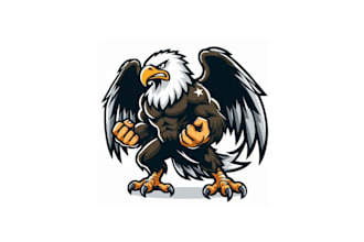 create awesome eagle fighting mascot logo with free source file