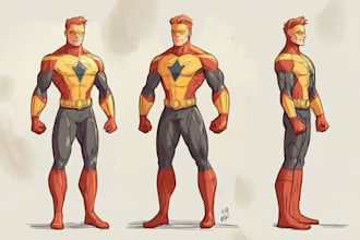 do concept art superhero character for comics cartoon