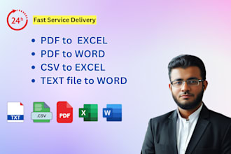 convert text, csv to excel file, pdf to excel, pdf to word