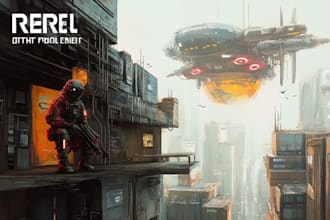 make environment, cyberpunk, concept art landscape design