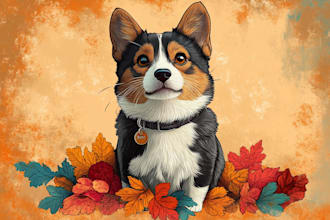 make custom pet portrait or pet illustration in tattoo style