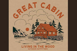 make vintage outdoor t shirt design and illustration