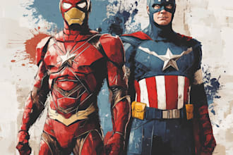 do concept art superhero character for comics cartoon
