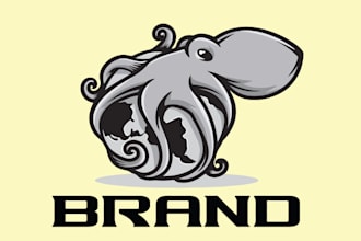create a modern cute octopus logo  design
