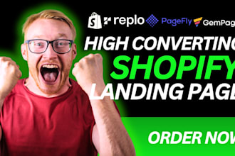 build one page product page or landing page  with replo, gempage, pagefly
