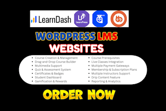build elearning wordpress website with tutor lms, learnpress, or learndash