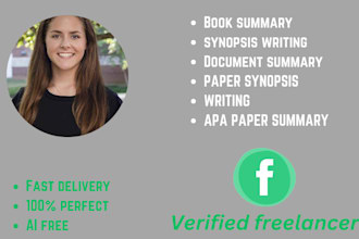 write you professional document, report and book summary or synopsis for you