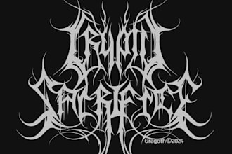 design a slamming death metal logo font with chrome