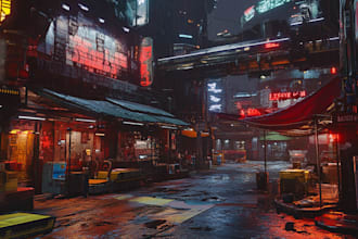 design cyberpunk futuristic city style art for any project