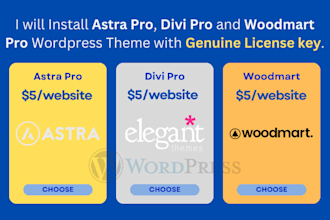 install astra pro, woodmart, and divi themes on your website