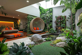 design a backyard landscape design, garden, pool, patio