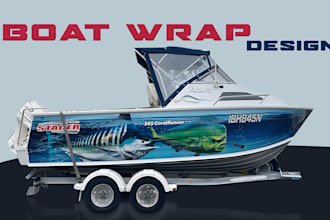 do a creative boat wrap, jet ski, yacht, surfboard, or ship boat wrap,