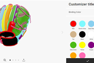 create a 3d baseball glove customizer for shopify store using kickflip, zakeke