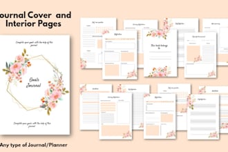 design custom kdp journal cover, journal, planner cover and kdp journal