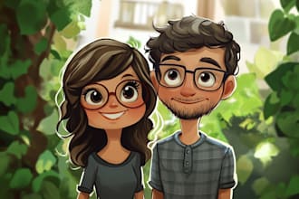 create cartoonish your couple portrait