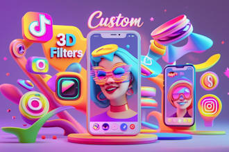 create custom 3d ar filters  lenses for instagram tiktok snapchat