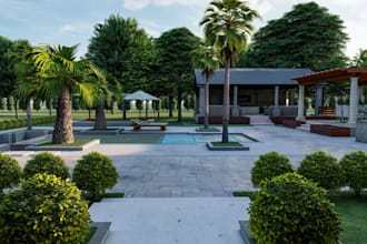 convert 2d floor plan to 3d interior architect,backyard landscape,terrace design