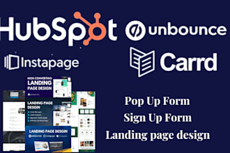 create unbounce landing page, instapage, carrd, hubspot landing page design