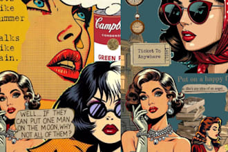 draw retro comic page vintage poster vintage illustration 1930s vintage pop art