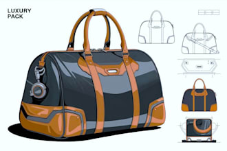 make tote bag, handbag, duffle bag, shoes, bag design and bag tech pack design