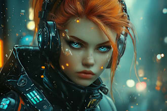 design stunning sci fi, cyberpunk, portrait art