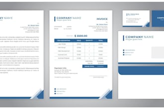 design invoice, letterhead, quotation, order form, envelope