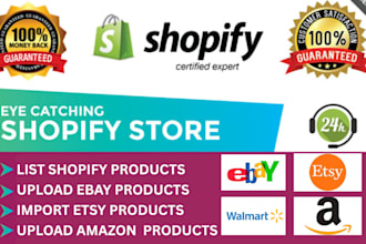 list, import, upload, products on ebay, etsy, shopify and amazon product listing
