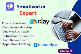 setup workflow on clay com, instantly ai  personalised sequence email smartlead