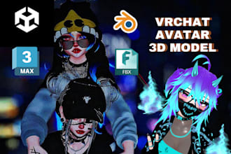 do vrchat avatar, 3d model vr character vtuber custom 3d character furrry avatar