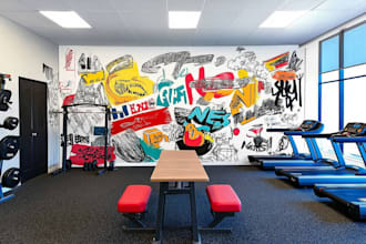 make graffiti, doodles, decals, murals, and gym wall art