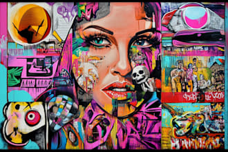 create graffiti pop art canvas designs and murals