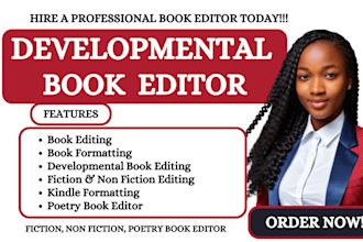 do developmental book editing proofread book non fiction, fiction novel editor