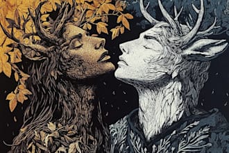 draw high quality illustration in linocut style