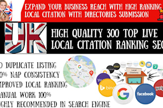 do google top ranking 300 live uk local citation for business seo directory gmb