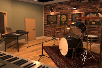 renovate 3d music room,render 3d interior,stage design,3d concert shows lighting