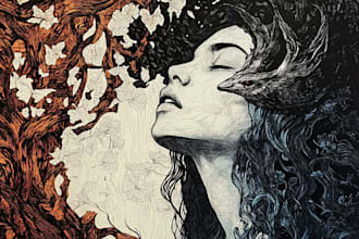 create a high quality linocut illustration an engraving