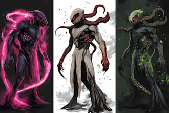 create intricate illustrations metal horror and gloomy art