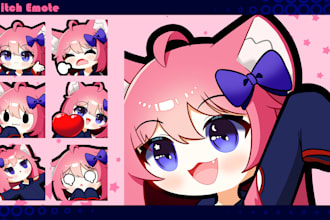 create cute anime chibi emotes and sub badges