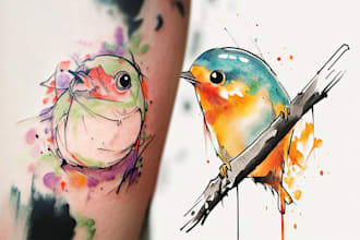 make your own unique watercolor tattoo design and artwork