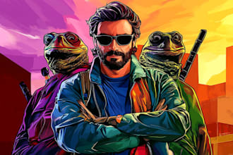 transform your image into a vibrant vector art portrait