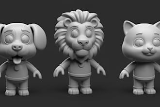 create 3d character, animal, pet models, toys and stl files for 3d printing