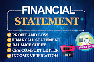 do USA CPA comfort letter, financial profit and loss statement and balance sheet